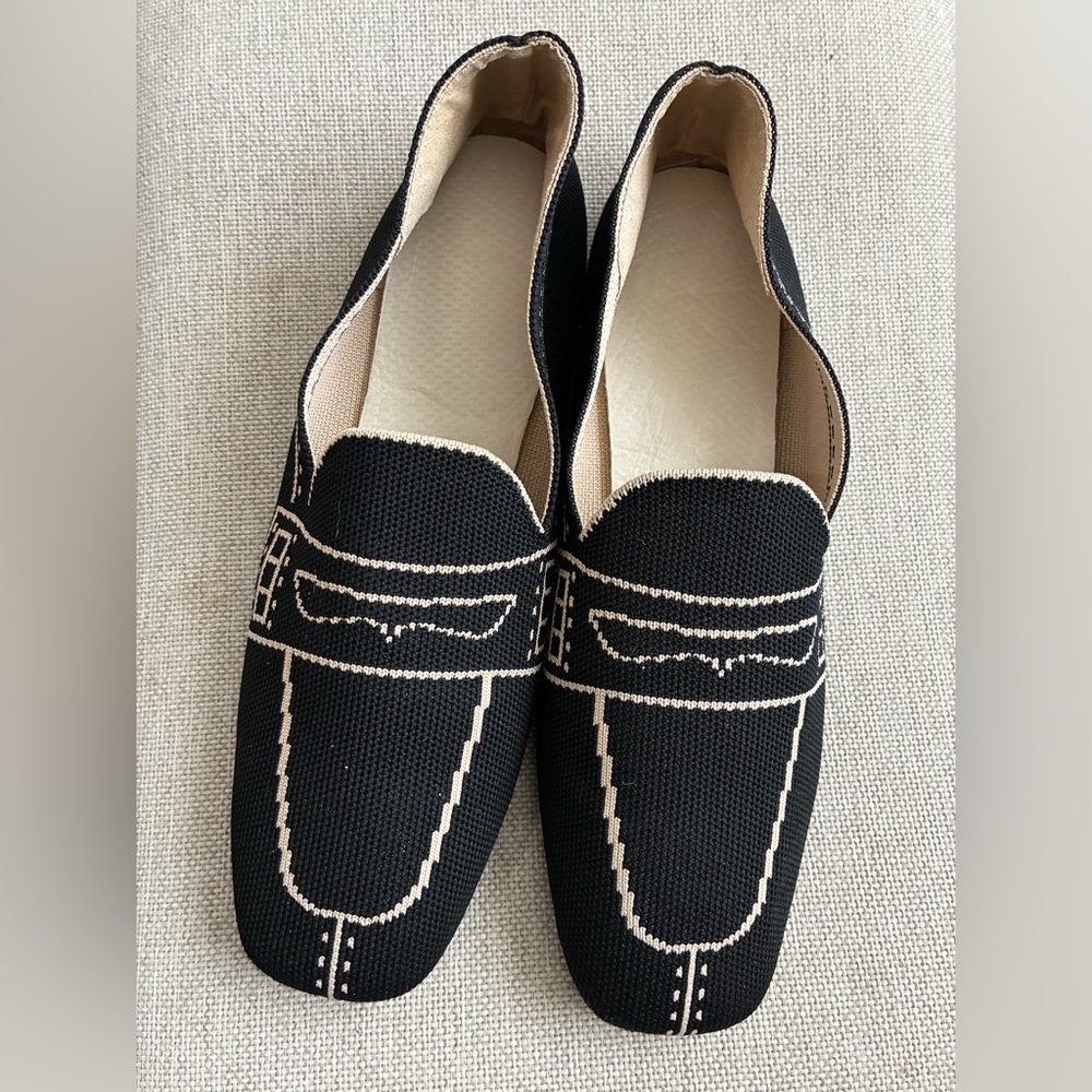 Brand new “Vivaia” Black and Cream Loafers